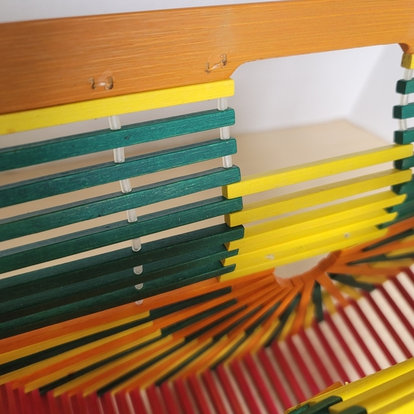 One Mango Fashion Colorful Bamboo Handbag Handmade Weave Beach Bag Tote - Picture 14 of 15